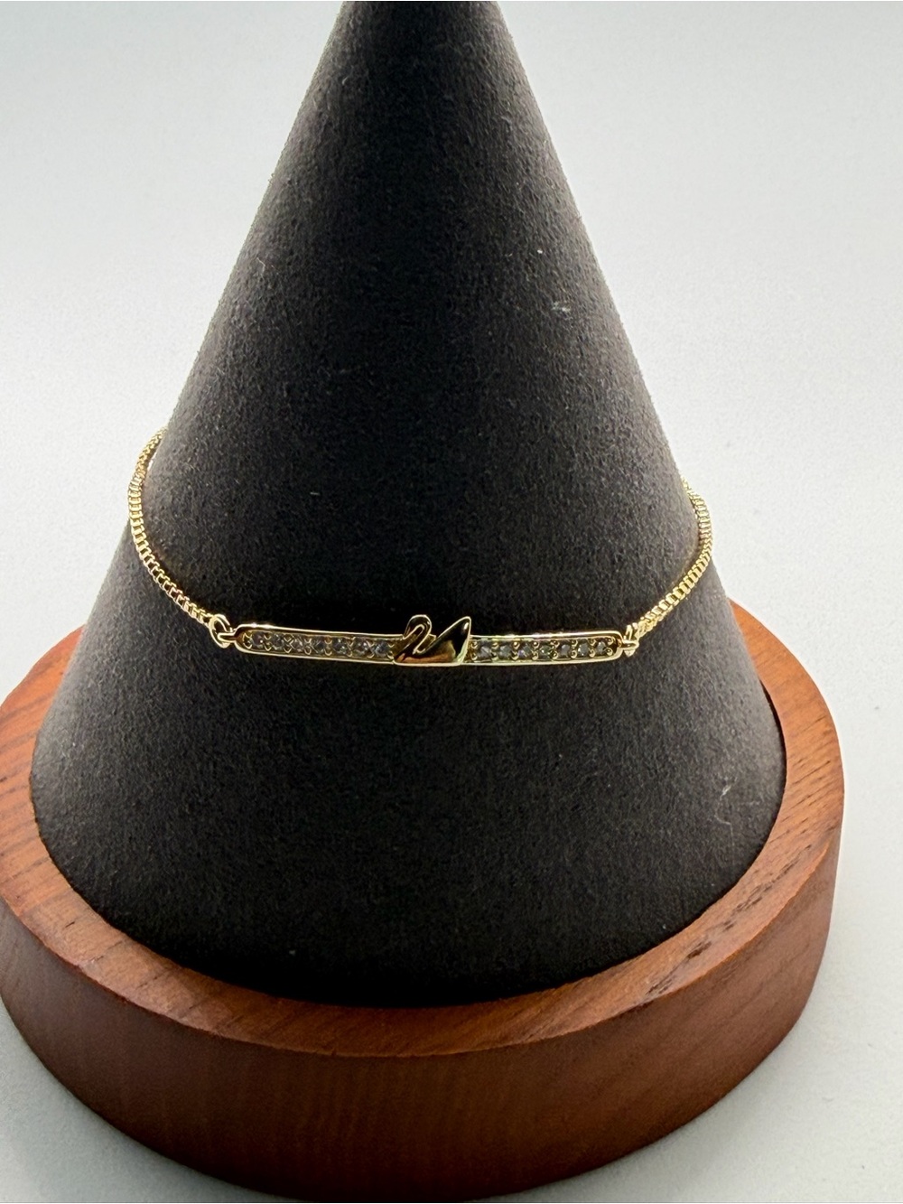 Pretty Bird Gold Swan Bar Bracelet with Crystal Accents